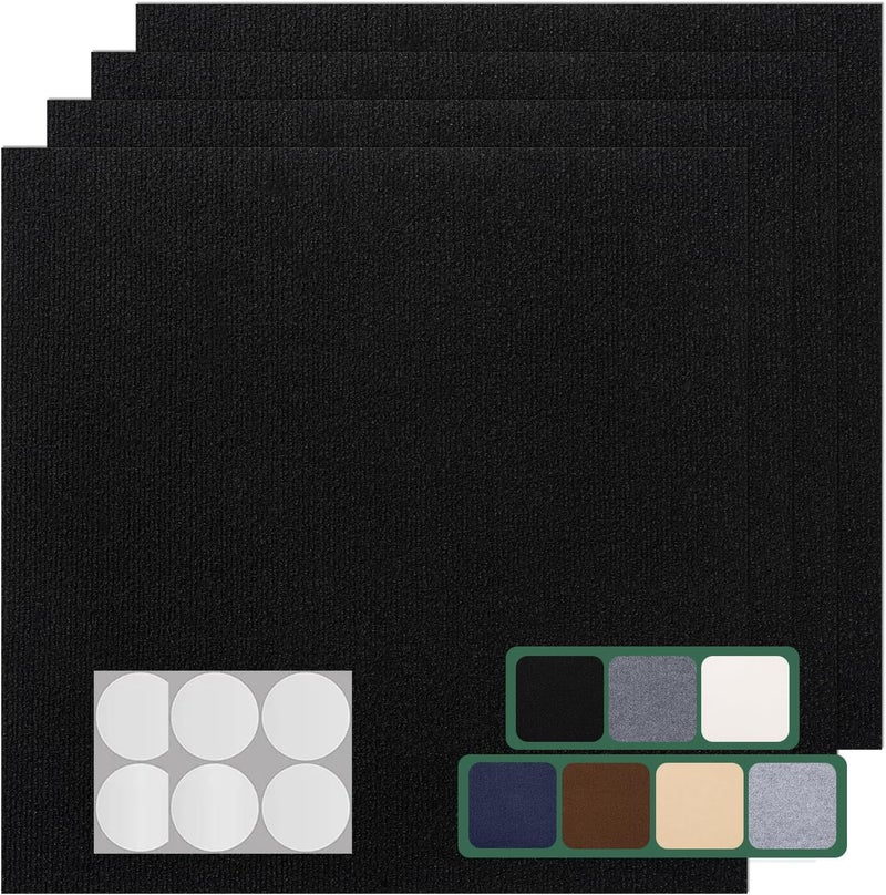 VallisCo Carpet Tile 20 Pack 24” X 24” Self Adhesive Carpet Floor Tiles Anti-Slip Squares Peel and Stick Floor Tilel DIY Installation for Bedroom(Black) - Image 1